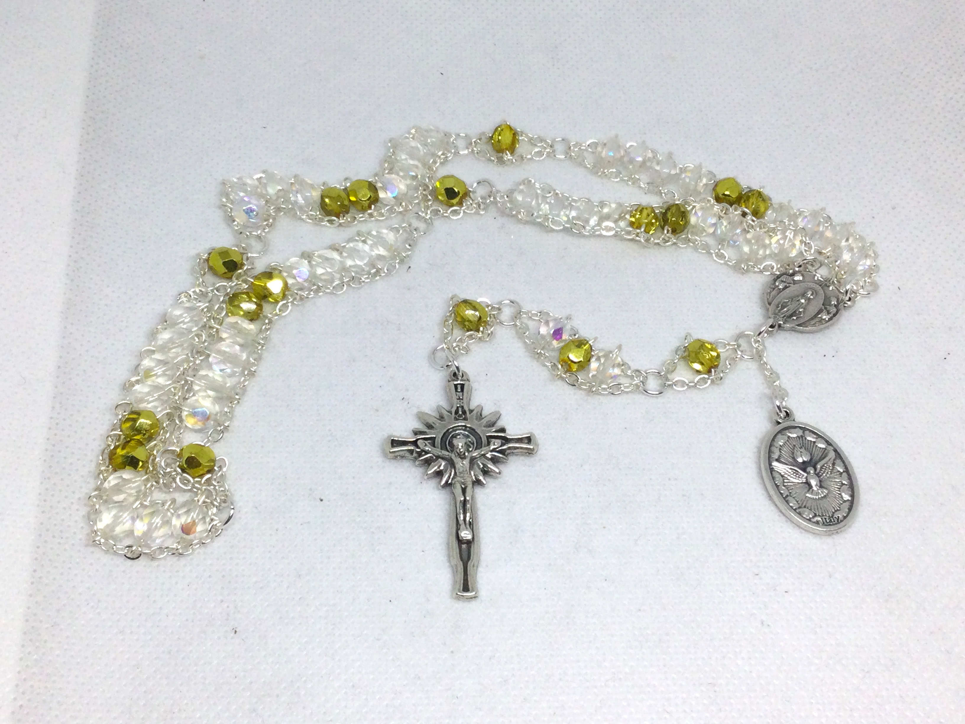 Catholic Swarovski AB Crystal Rosary Beads