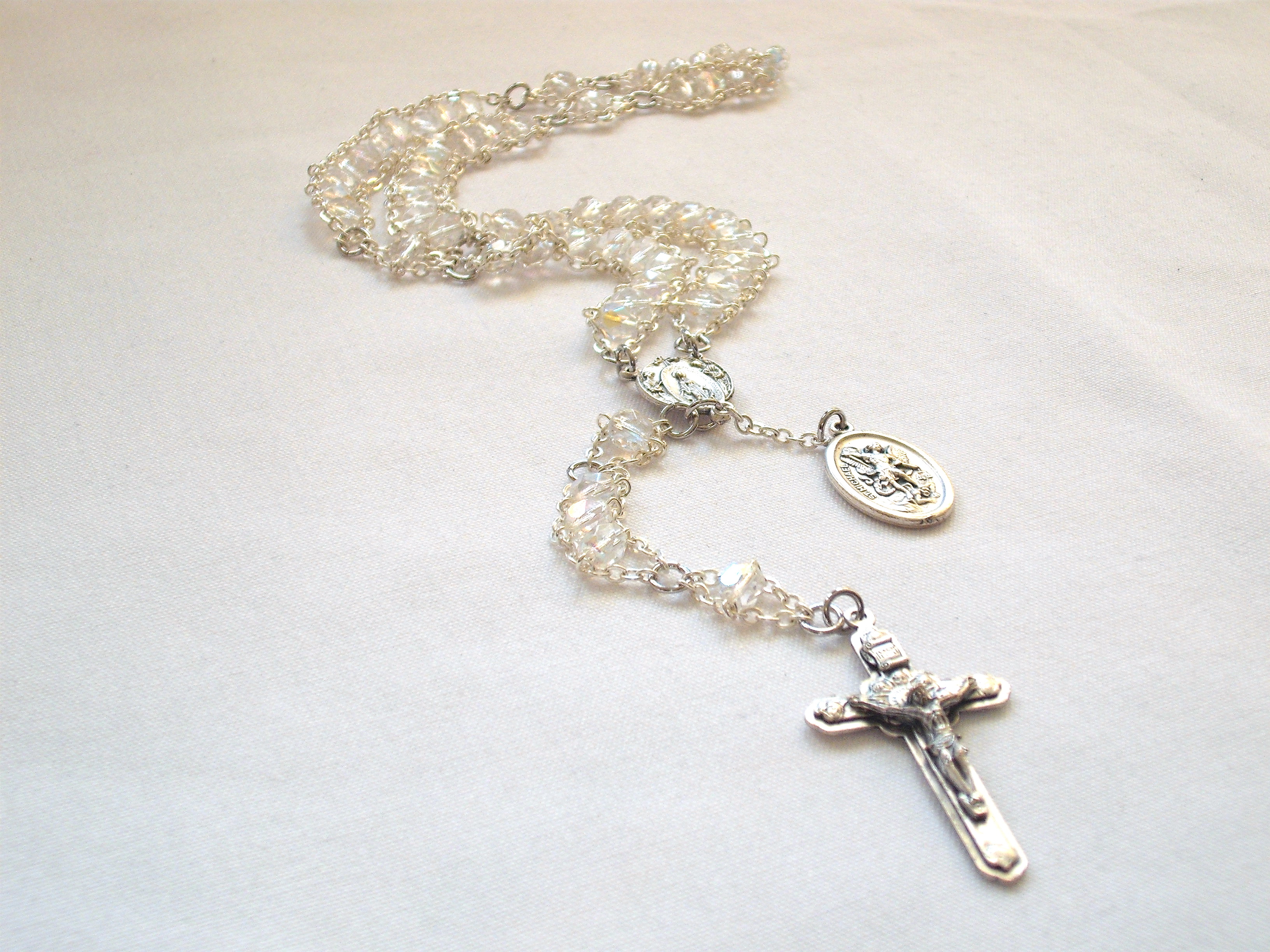 Queen of Angels Single-Decade Rosary | Aquamarine | Pure Bronze | Catholic Gift | Religious Gift | Baptism, First 2024 Communion, Confirmation