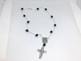 Black St. John Paul II Rosary Necklace black, hand made, Catholic, Benedict, Benedictine, czech glass, rosary, necklace, rosary necklace, John Paul II